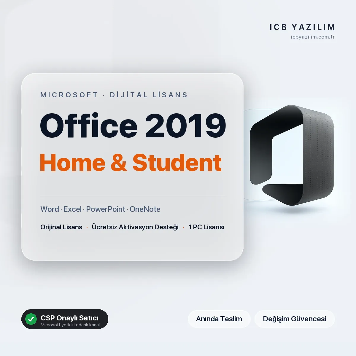 Office Home & Student 2019 PC · Dijital Lisans — orijinal Microsoft lisansı
