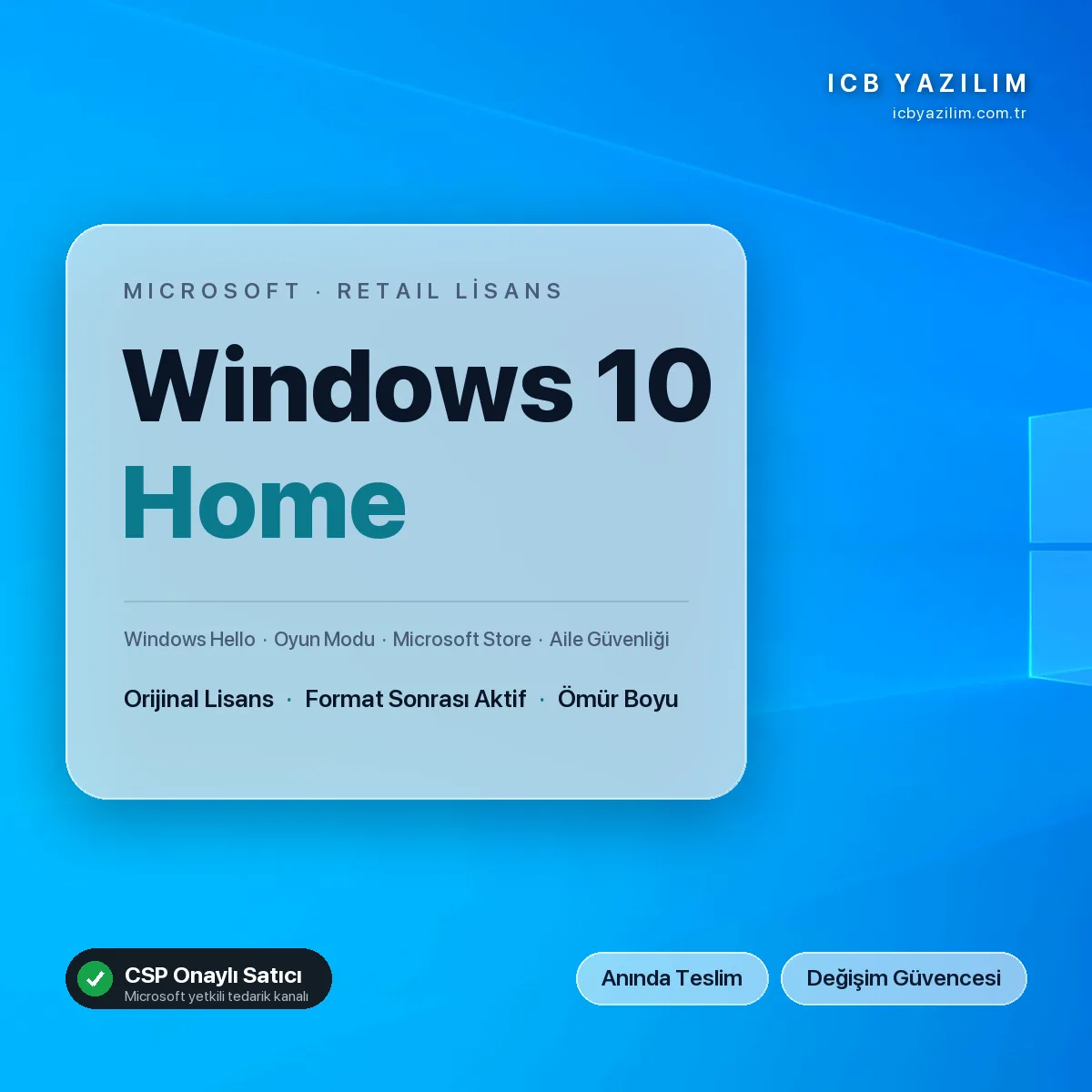 Windows 10 Home Retail Lisans — orijinal Microsoft lisansı