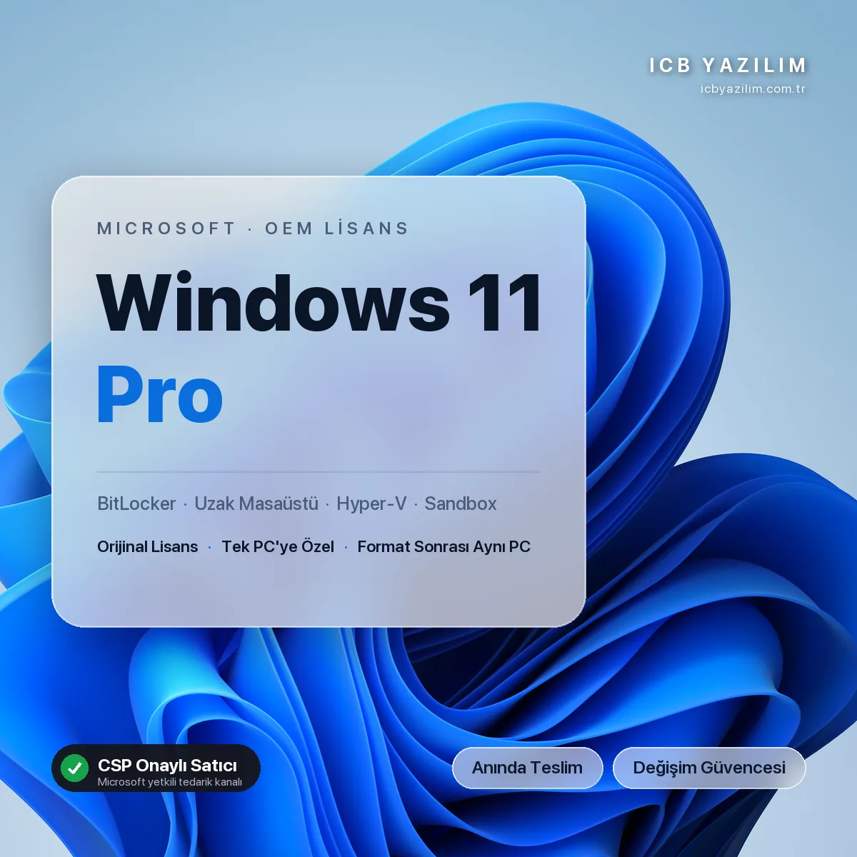 Windows 11 Pro OEM Lisans — orijinal Microsoft lisansı