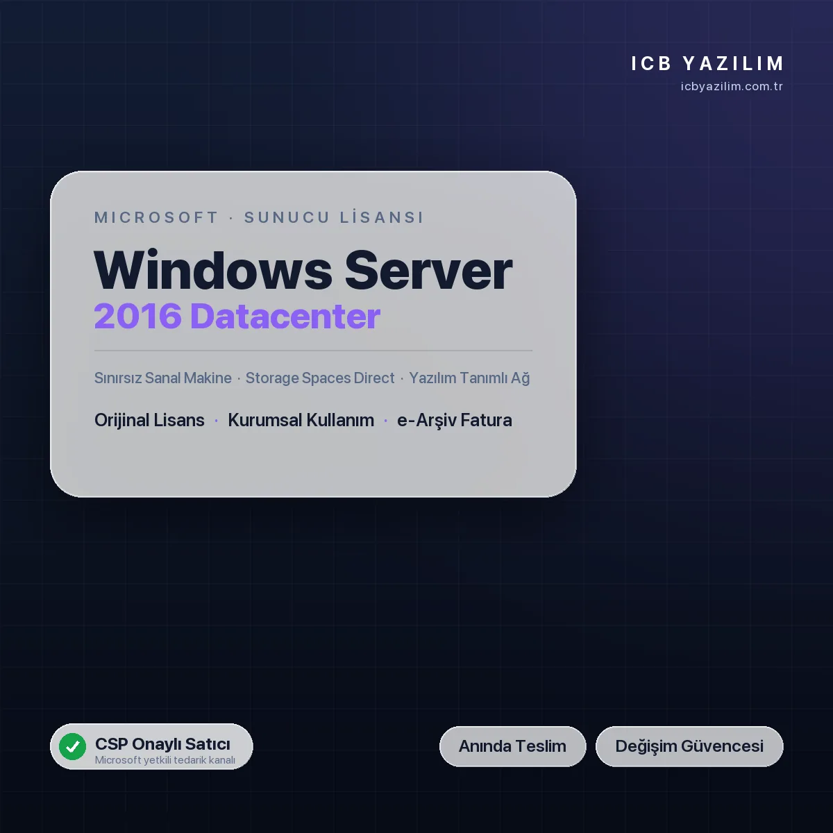 Windows Server 2016 Datacenter 2 Sunucu Lisansı — orijinal Microsoft lisansı